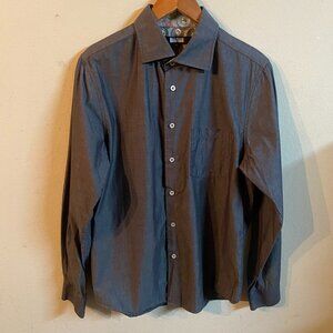 WHITE PICKET FENCE MEDIUM GRAY LONG-SLEEVE BUTTON-UP POCKET SHIRT